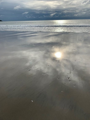 photo of sun reflected on ocean beach